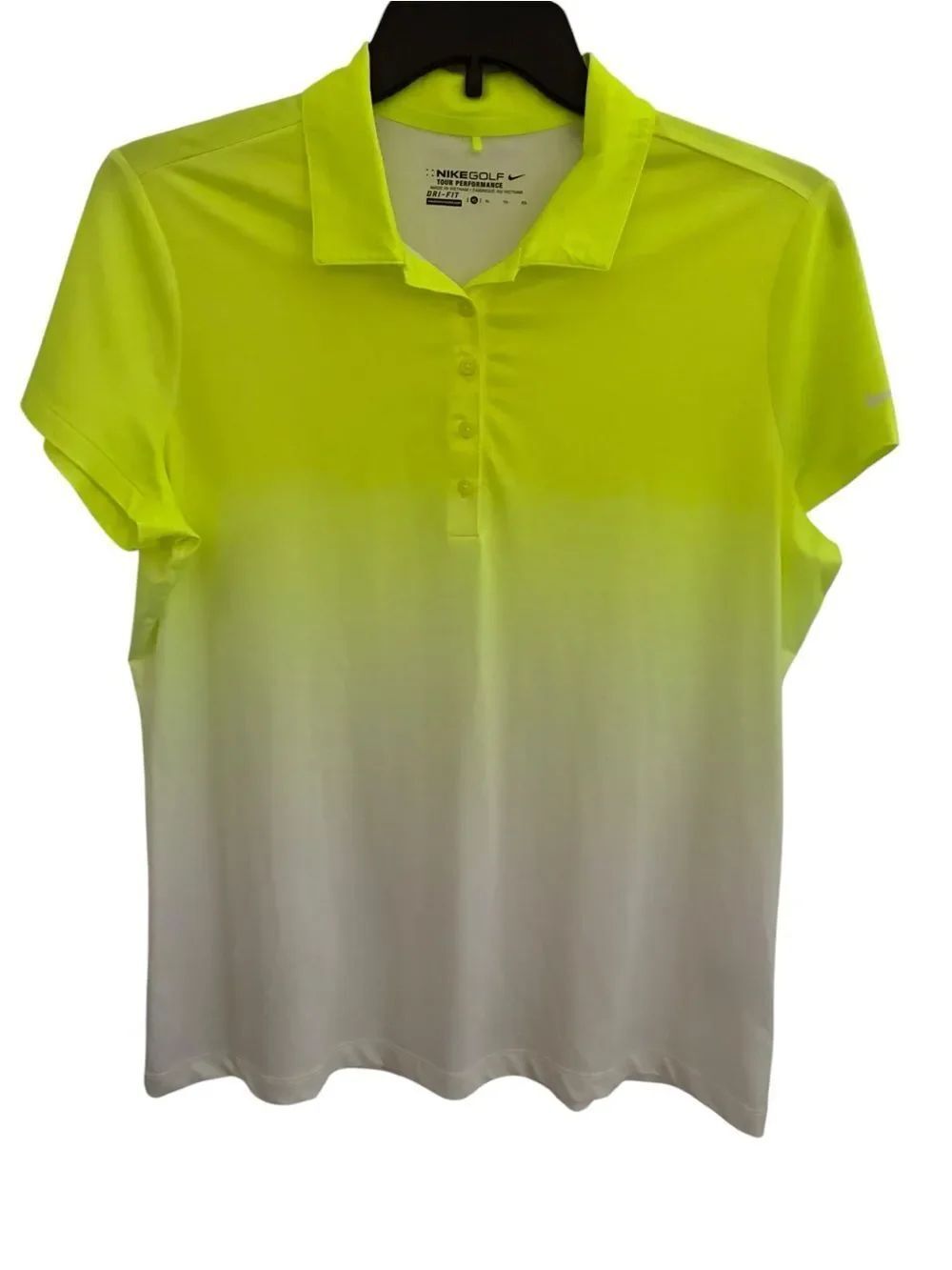Nike Neon Yellow to White Ombre Polo Shirt Women’s Size XL